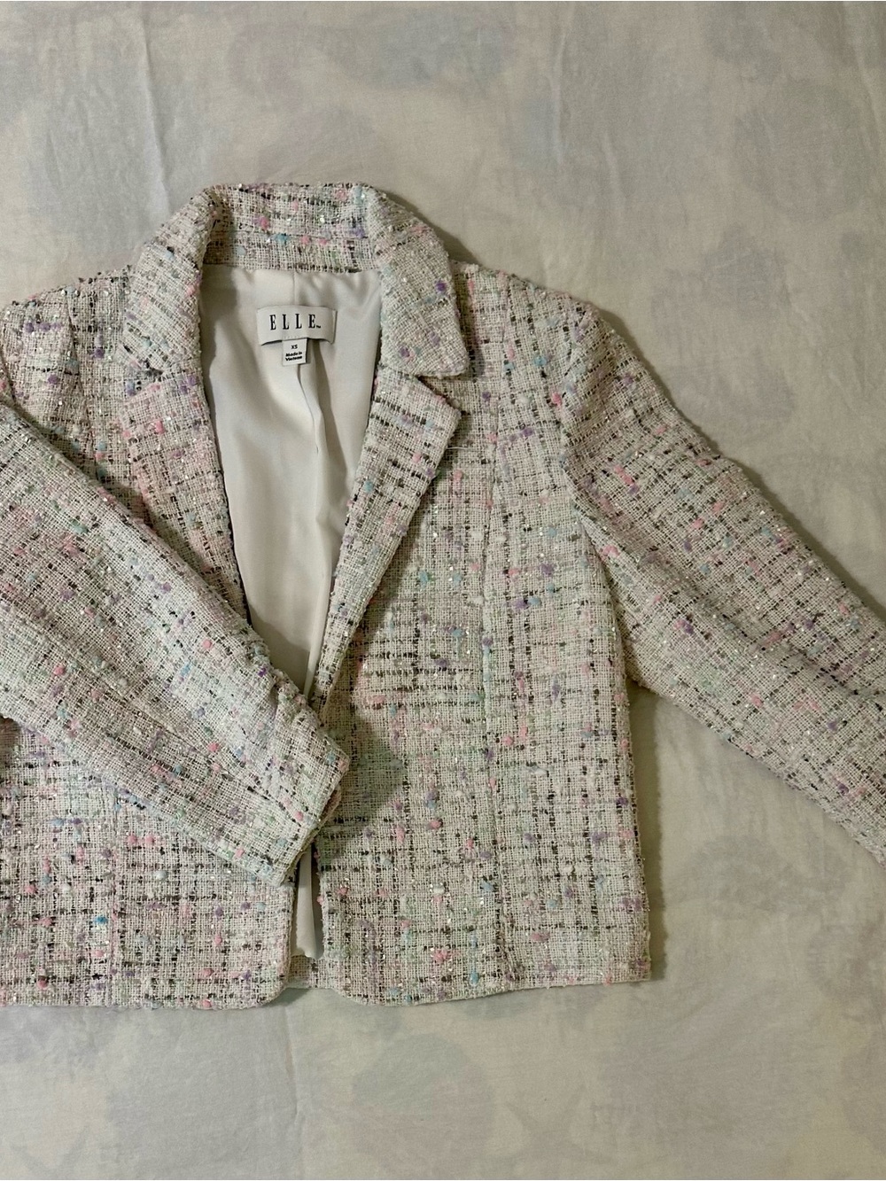 ELLE Pastel Multicolor Tweed Jacket - Ivory Base